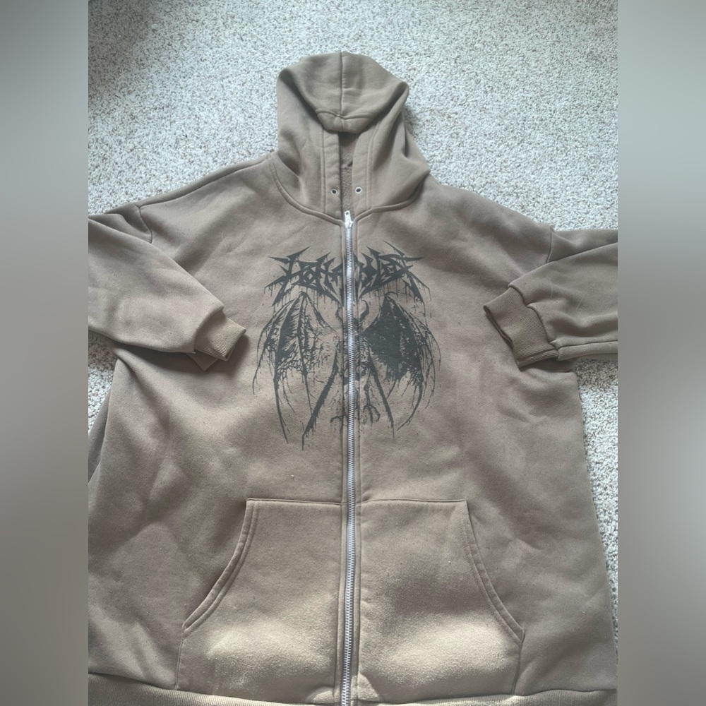 Brown Designed Oversized Sweatshirt